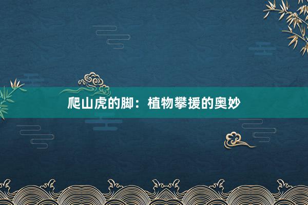 爬山虎的脚：植物攀援的奥妙